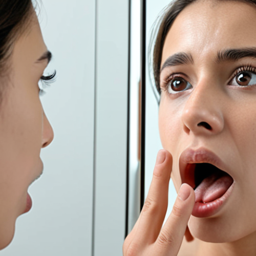 Home 8 A person practicing English pronunciation by observing their mouth shape in a mirror, using recording apps to analyze sound waves, and receiving personalized feedback from an AI pronunciation correction app.