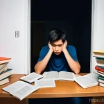 언어 교육에서의 진단적 평가 - **Frustration in a Dark Tunnel of Language Learning:** A young adult, looking visibly frustrated and...