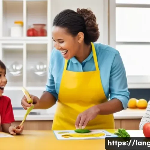 Home 27 언어 교육에서의 비주얼 학습 - **Prompt**: A vibrant and playful scene in a modern classroom where diverse children, aged 6-9, are ...