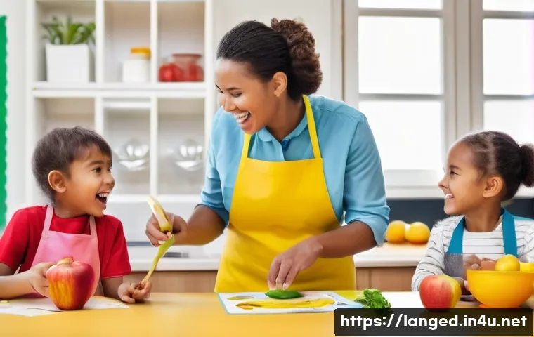 언어 교육에서의 비주얼 학습 - **Prompt**: A vibrant and playful scene in a modern classroom where diverse children, aged 6-9, are ...