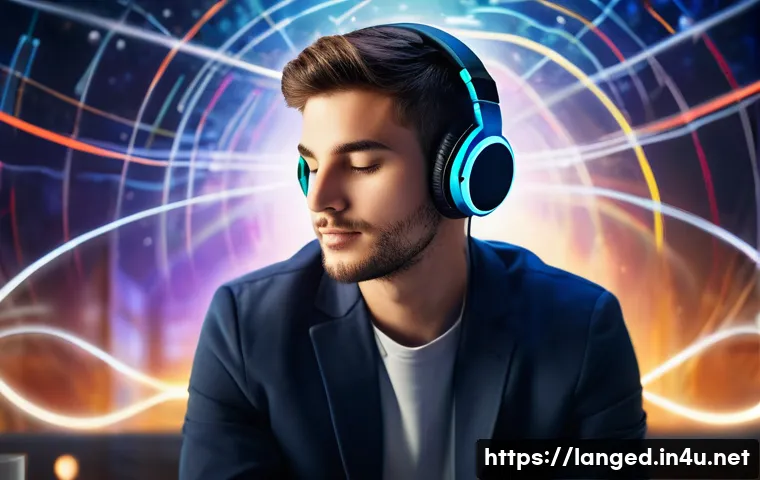 언어 교육에서의 듣기 훈련법 - A vibrant, detailed image of a young adult, possibly a student or professional, wearing stylish, mod...