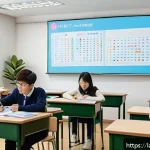 Home 18 언어 교육에서의 문법적 이해도 향상 - A cozy, modern classroom scene showing diverse adult students engaged in an interactive English gram...